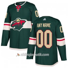 Män Ishockey Minnesota Wild Tröja med eget tryck Adidas 2017-2018 Grön Authentic